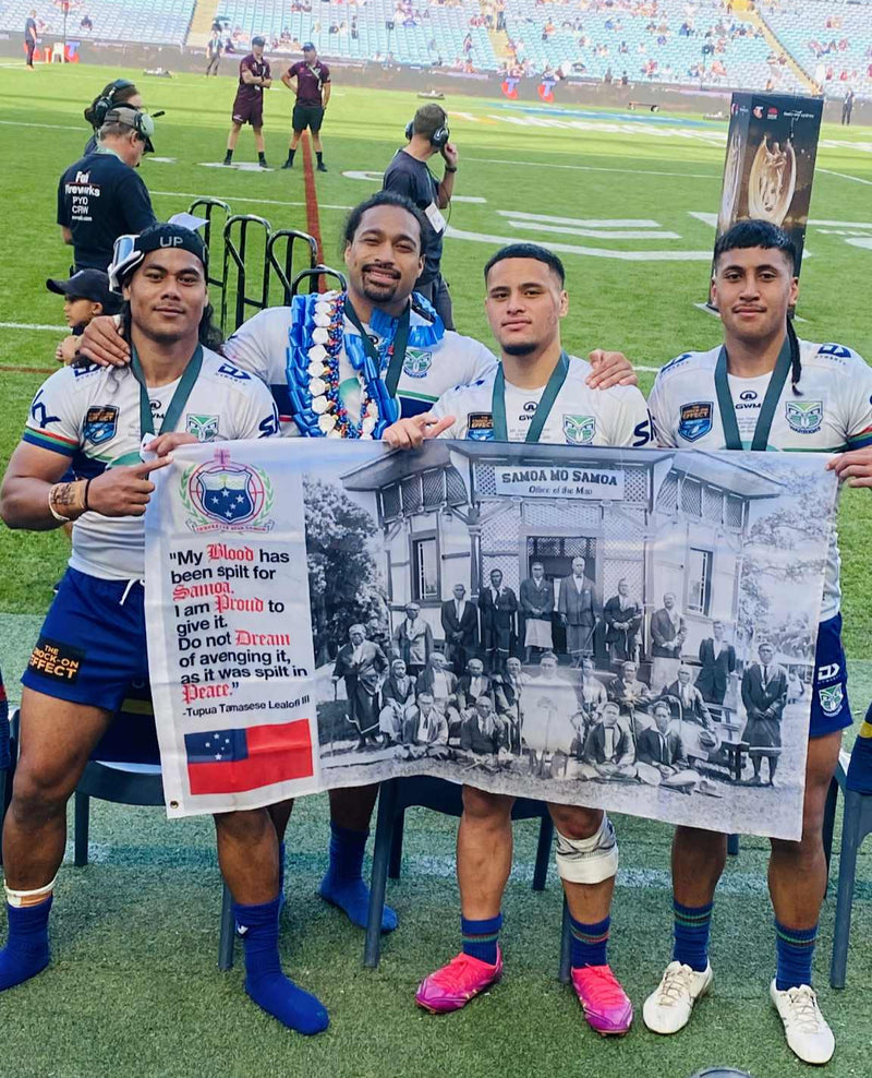 NRL Warriors displaying Mau Flag